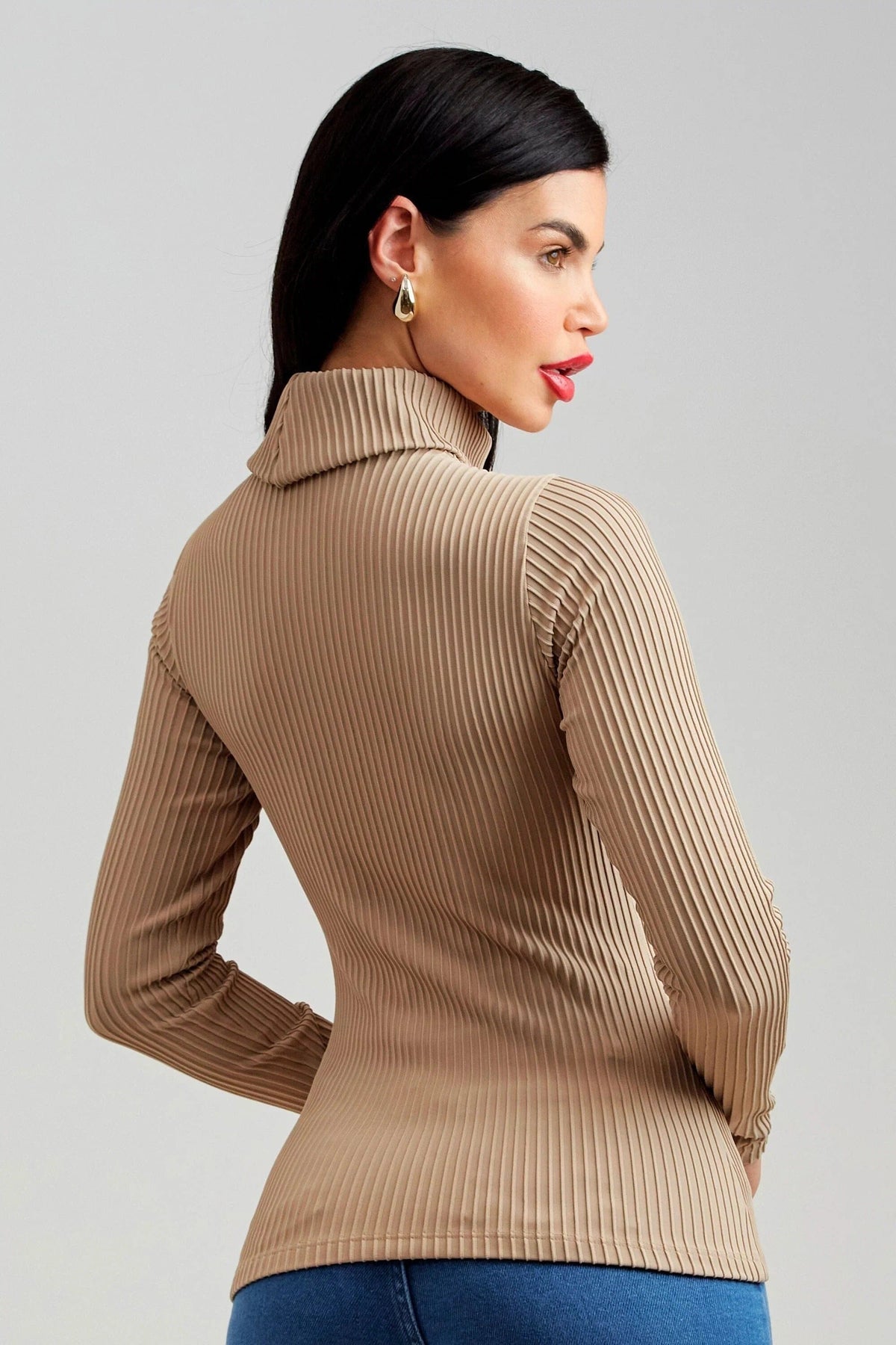 Blusa Canelada Premium Manga Longa Nude Blusa Canelada MRL-138 Miralleve