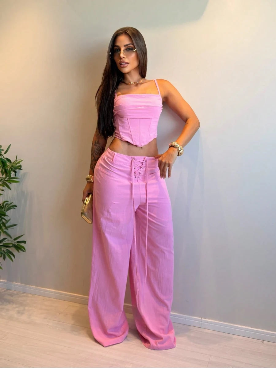 Conjunto Valentina cropped corset e calça pantalona — foto 1