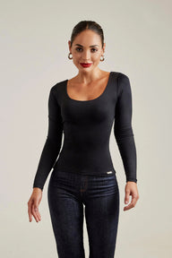 Blusa Premium Curve Manga Longa Preta Blusa Premium MRL-139 Miralleve 
