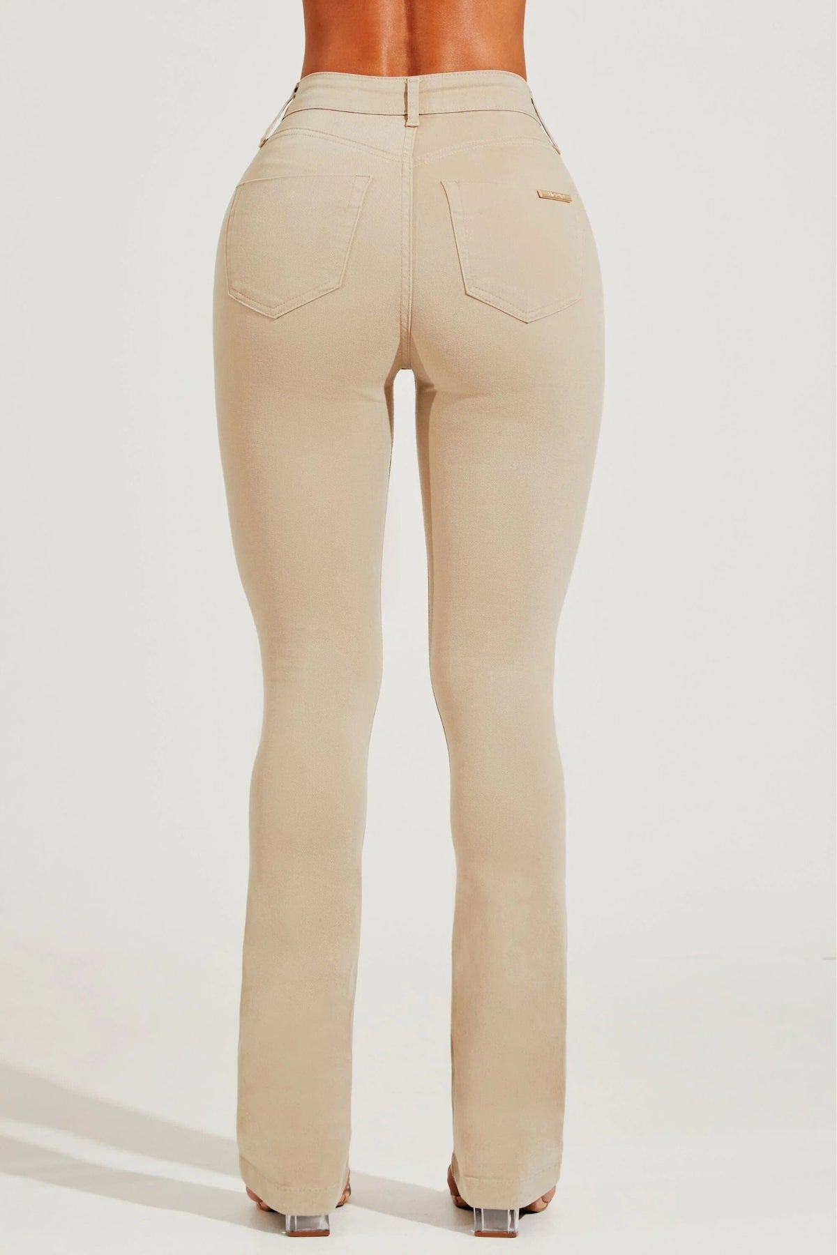 Calça Jeans Modeladora Boot Cut Nude Cós Médio Calça Jeans MRL-125 Miralleve 