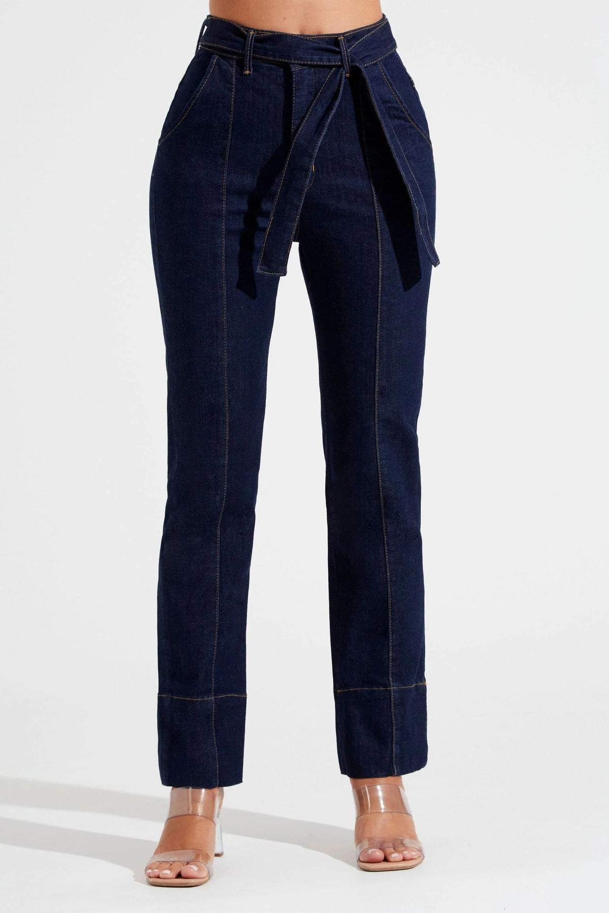 Calça Jeans de Rica Tecnológica Reta Cós Super Alto Calça Jeans MRL-120 Miralleve 