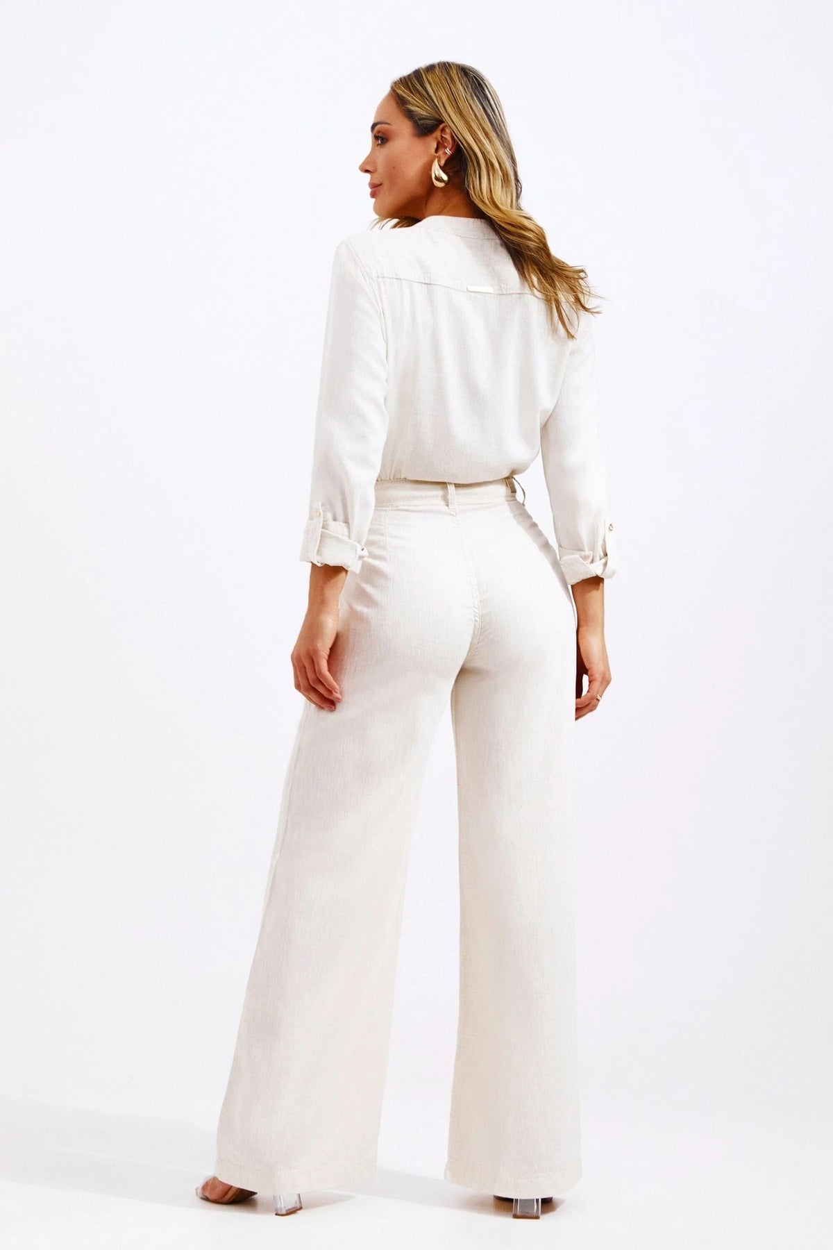 Calça Pantalona Linho Térmico Dunas Areia Calça Pantalona MRL-170 Miralleve 