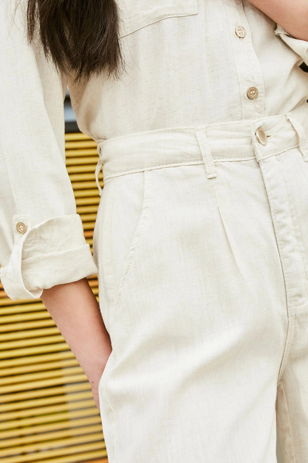 Calça Pantalona Linho Térmico Dunas Areia Calça Pantalona MRL-170 Miralleve 