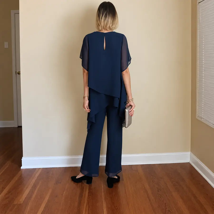 Conjunto Giorgia Miralleve azul-marinho – vista traseira