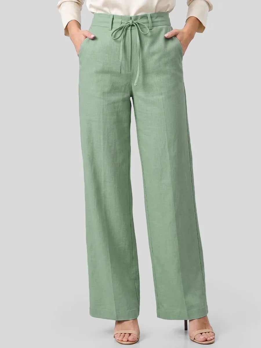 Calça pantalona verde-menta